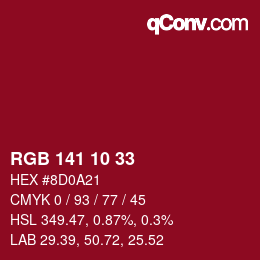 Color code: RGB 141 10 33 | qconv.com