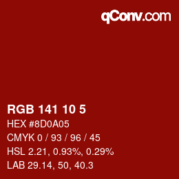 Color code: RGB 141 10 5 | qconv.com