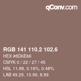 カラーコード: RGB 141 110.2 102.6 | qconv.com