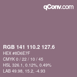 カラーコード: RGB 141 110.2 127.6 | qconv.com