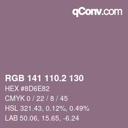 カラーコード: RGB 141 110.2 130 | qconv.com