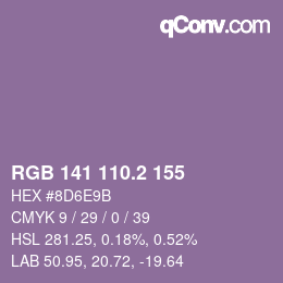 カラーコード: RGB 141 110.2 155 | qconv.com