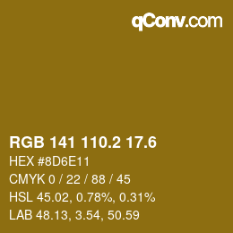 カラーコード: RGB 141 110.2 17.6 | qconv.com
