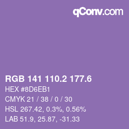 カラーコード: RGB 141 110.2 177.6 | qconv.com