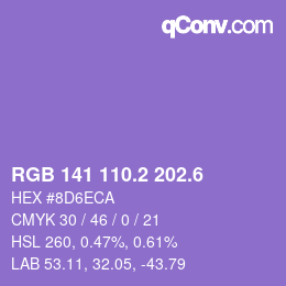 カラーコード: RGB 141 110.2 202.6 | qconv.com