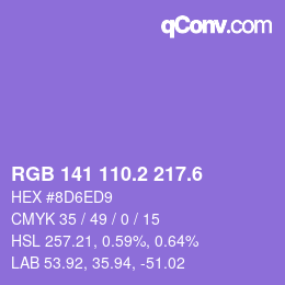 カラーコード: RGB 141 110.2 217.6 | qconv.com
