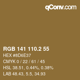 カラーコード: RGB 141 110.2 55 | qconv.com