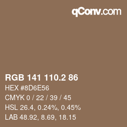 カラーコード: RGB 141 110.2 86 | qconv.com