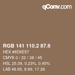カラーコード: RGB 141 110.2 87.6 | qconv.com
