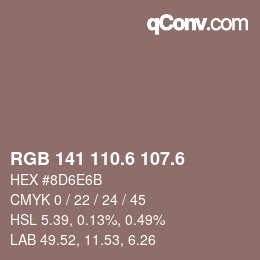 カラーコード: RGB 141 110.6 107.6 | qconv.com