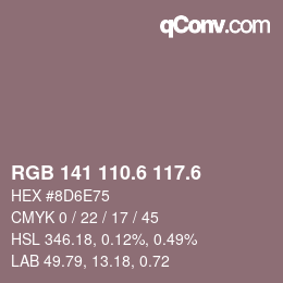 カラーコード: RGB 141 110.6 117.6 | qconv.com