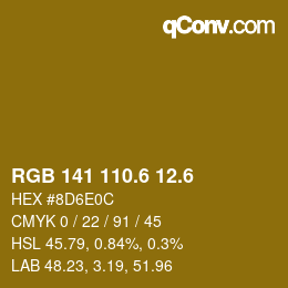 カラーコード: RGB 141 110.6 12.6 | qconv.com