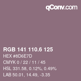 カラーコード: RGB 141 110.6 125 | qconv.com