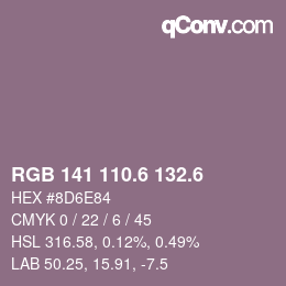 カラーコード: RGB 141 110.6 132.6 | qconv.com