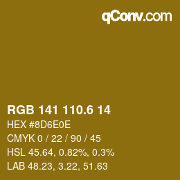カラーコード: RGB 141 110.6 14 | qconv.com