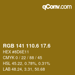 カラーコード: RGB 141 110.6 17.6 | qconv.com