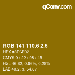 カラーコード: RGB 141 110.6 2.6 | qconv.com