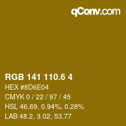 カラーコード: RGB 141 110.6 4 | qconv.com