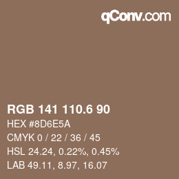 カラーコード: RGB 141 110.6 90 | qconv.com