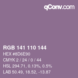 Color code: RGB 141 110 144 | qconv.com