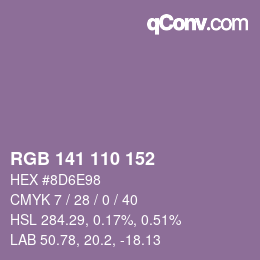 Color code: RGB 141 110 152 | qconv.com