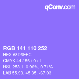 カラーコード: RGB 141 110 252 | qconv.com