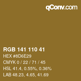 Farbcode: RGB 141 110 41 | qconv.com