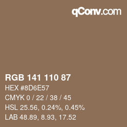 颜色代码: RGB 141 110 87 | qconv.com