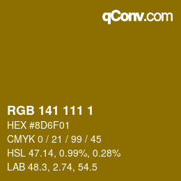 Color code: RGB 141 111 1 | qconv.com