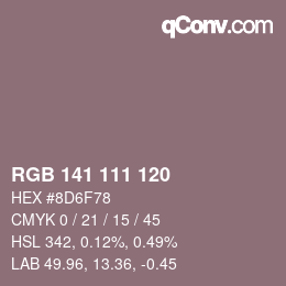 Código de color: RGB 141 111 120 | qconv.com