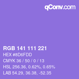 Color code: RGB 141 111 221 | qconv.com