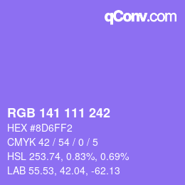 Color code: RGB 141 111 242 | qconv.com