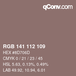 Farbcode: RGB 141 112 109 | qconv.com