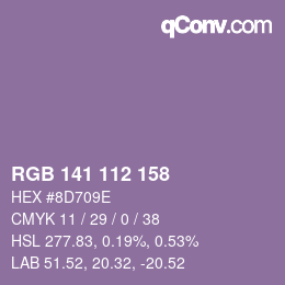 カラーコード: RGB 141 112 158 | qconv.com
