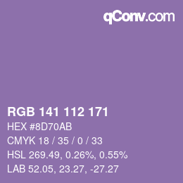 Color code: RGB 141 112 171 | qconv.com