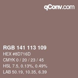 颜色代码: RGB 141 113 109 | qconv.com