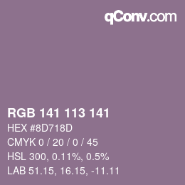 カラーコード: RGB 141 113 141 | qconv.com