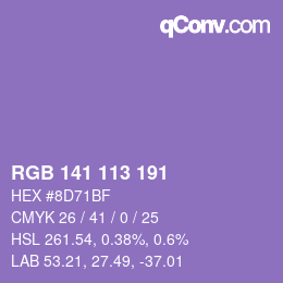 Color code: RGB 141 113 191 | qconv.com