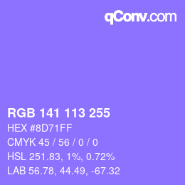 Color code: RGB 141 113 255 | qconv.com