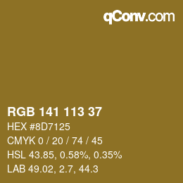 Color code: RGB 141 113 37 | qconv.com