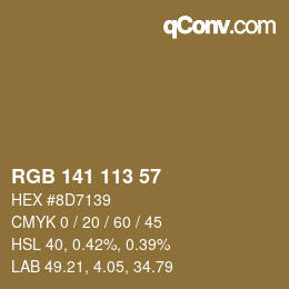 Color code: RGB 141 113 57 | qconv.com