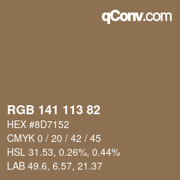 Color code: RGB 141 113 82 | qconv.com