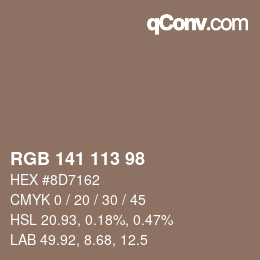 カラーコード: RGB 141 113 98 | qconv.com