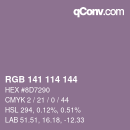 カラーコード: RGB 141 114 144 | qconv.com