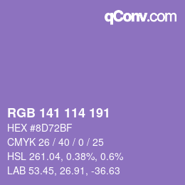 Color code: RGB 141 114 191 | qconv.com