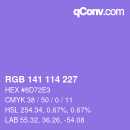 颜色代码: RGB 141 114 227 | qconv.com
