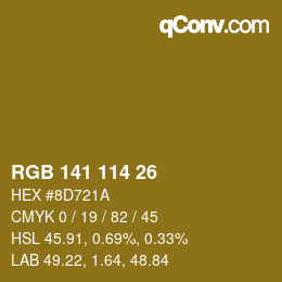 カラーコード: RGB 141 114 26 | qconv.com