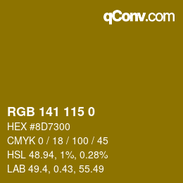 Color code: RGB 141 115 0 | qconv.com