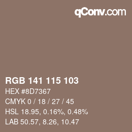 Color code: RGB 141 115 103 | qconv.com