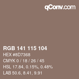 Código de color: RGB 141 115 104 | qconv.com